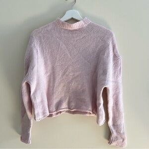 Ryan Roche Sweater Cashmere Silk Mock Neck Luxe Pale Pink Lavender Women's Small